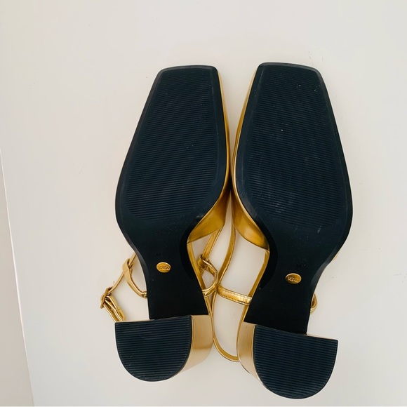 ZARA Embellished Block Heel Slingback Shoes Gold - Picture 10 of 15
